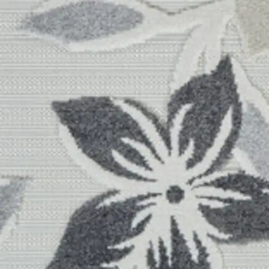 Cream and Gray Floral Distressed Indoor Outdoor Area Rug Photo 5