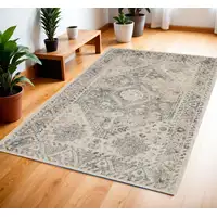 Photo of Cream and Gray Medallion Distressed Area Rug