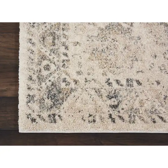 Cream and Gray Medallion Distressed Area Rug Photo 4