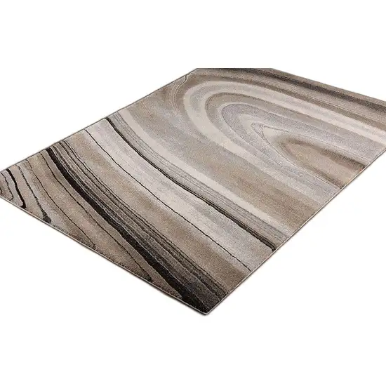 Cream and Tan Abstract Marble Area Rug Photo 6