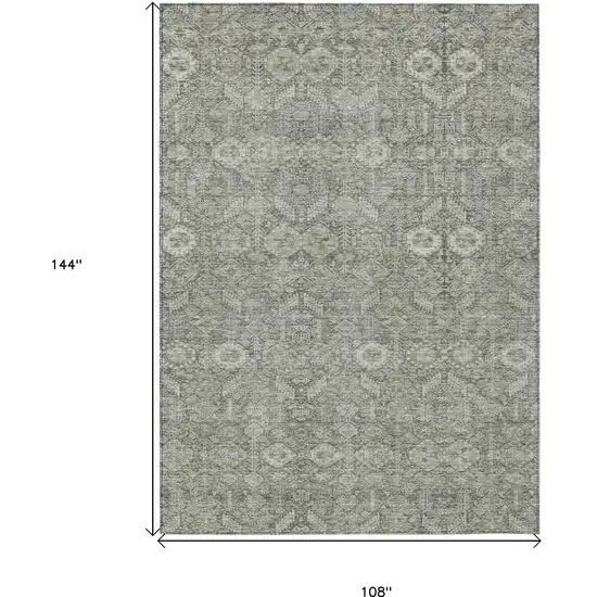 Cream and Tan Floral Washable Non Skid Indoor Outdoor Area Rug Photo 3