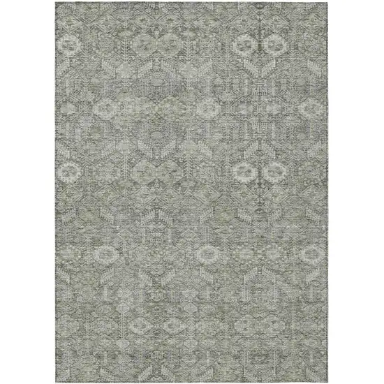 Cream and Tan Floral Washable Non Skid Indoor Outdoor Area Rug Photo 2