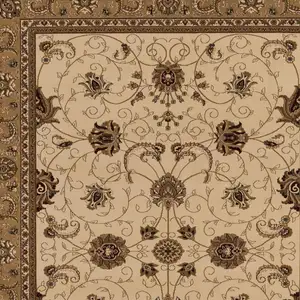 Photo of Cream and Tan Ornate Border Area Rug