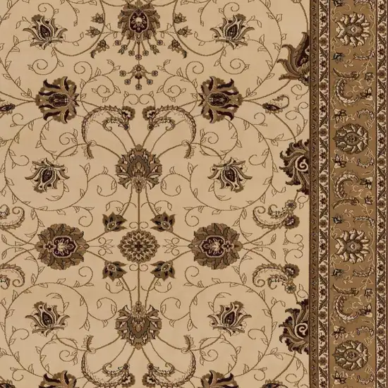 Cream and Tan Ornate Border Area Rug Photo 2