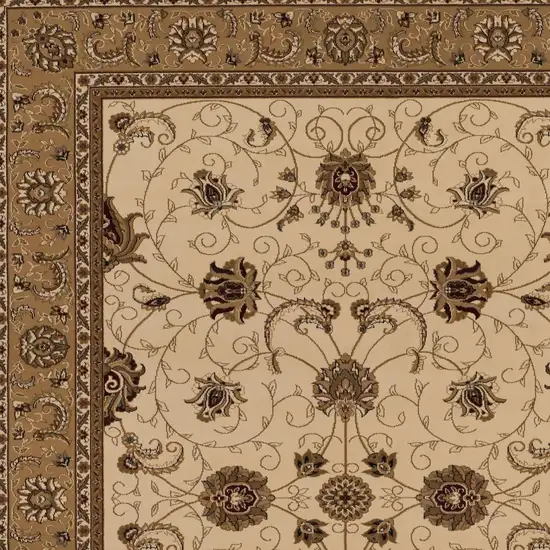 Cream and Tan Ornate Border Area Rug Photo 2