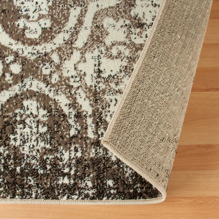 Damask Distressed Stain Resistant Area Rug Photo 4