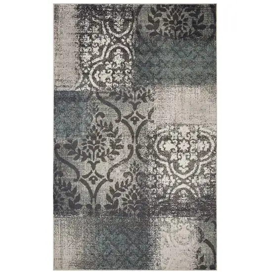 Damask Distressed Stain Resistant Area Rug Photo 1