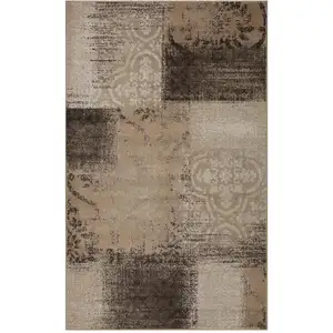 Photo of Damask Distressed Stain Resistant Area Rug