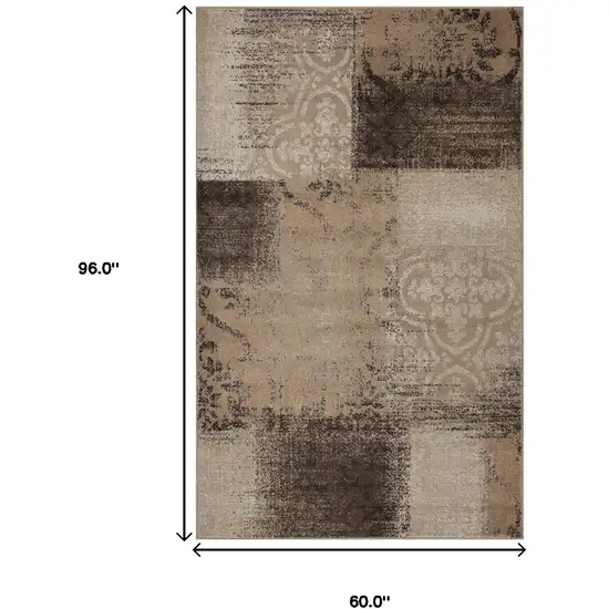 Damask Distressed Stain Resistant Area Rug Photo 7