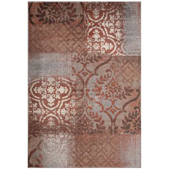 Damask Distressed Stain Resistant Area Rug Photo 1