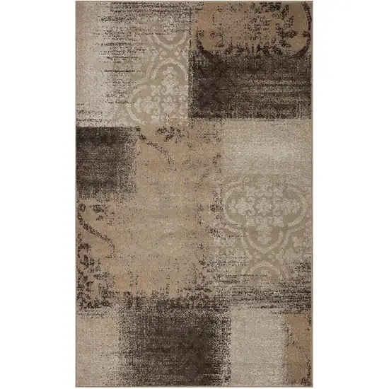 Damask Distressed Stain Resistant Area Rug Photo 1