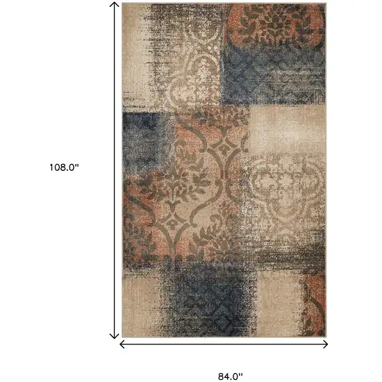 Damask Distressed Stain Resistant Area Rug Photo 7