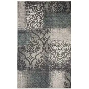 Photo of Damask Distressed Stain Resistant Area Rug