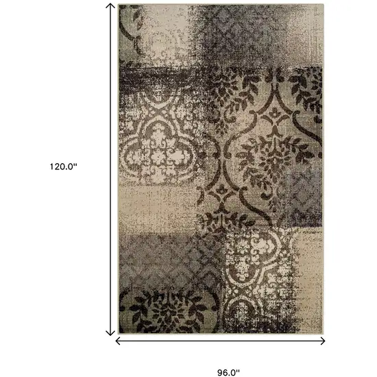 Damask Distressed Stain Resistant Area Rug Photo 6