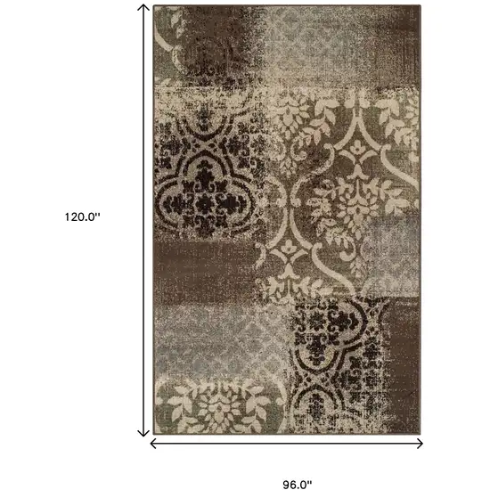 Damask Distressed Stain Resistant Area Rug Photo 7