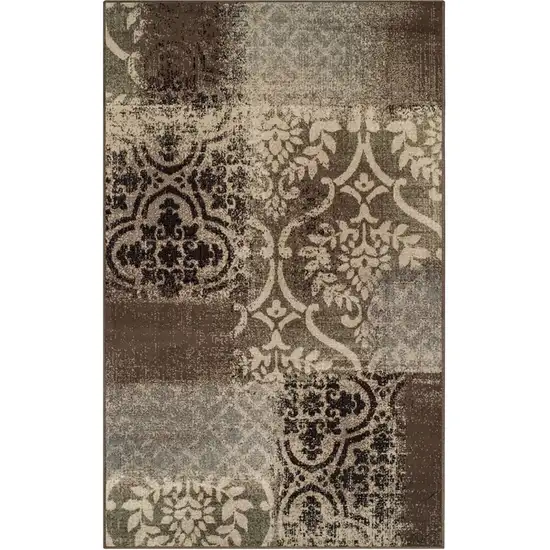 Damask Distressed Stain Resistant Area Rug Photo 1