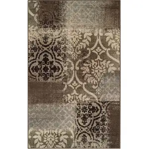 Photo of Damask Distressed Stain Resistant Area Rug