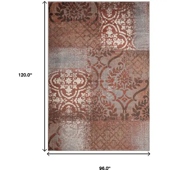 Damask Distressed Stain Resistant Area Rug Photo 7