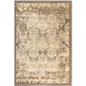 Photo of Damask Power Loom Distressed Stain Resistant Area Rug