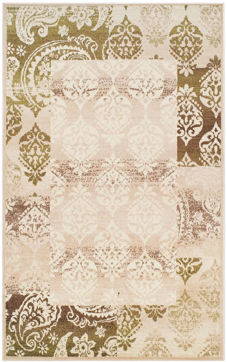 Damask Power Loom Distressed Stain Resistant Area Rug Photo 1