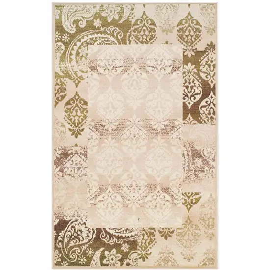 Damask Power Loom Distressed Stain Resistant Area Rug Photo 1