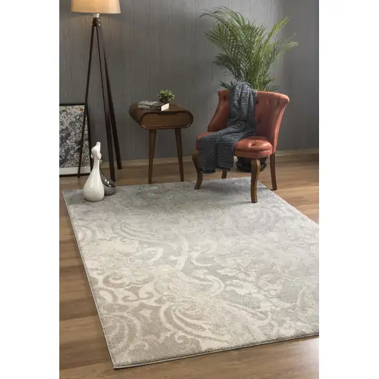 Damask Power Loom Stain Resistant Area Rug Photo 12