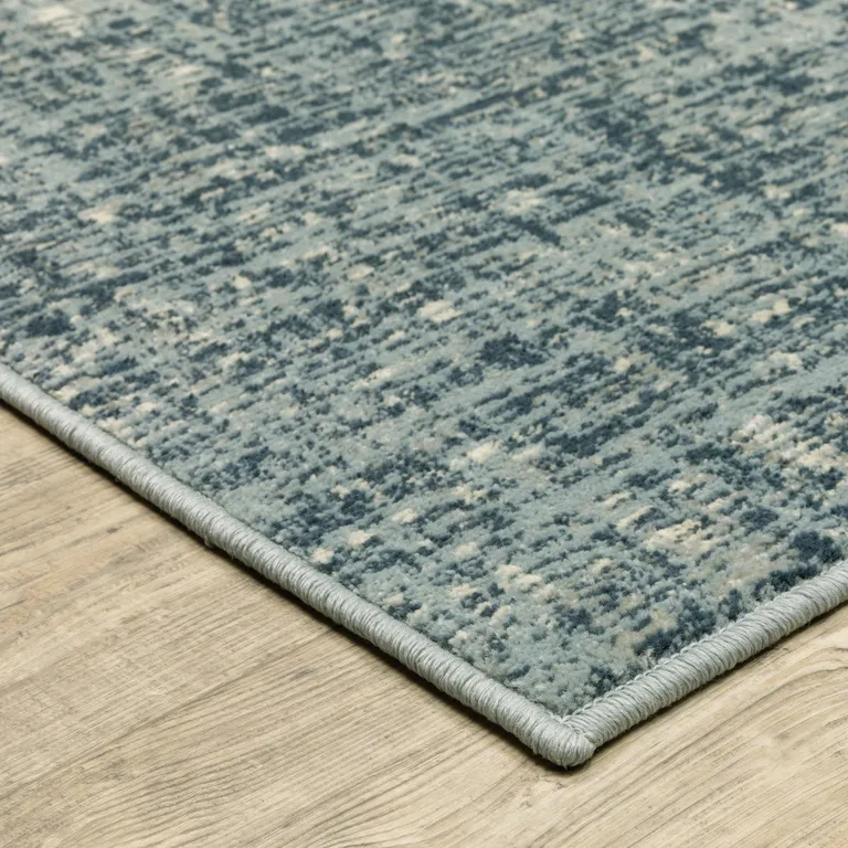 Dark Blue Light Blue Grey Ivory And Beige Abstract Power Loom Stain Resistant Runner Rug Photo 4