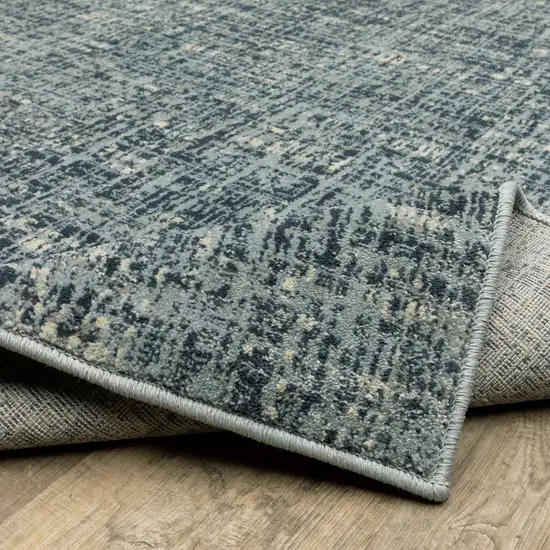 Dark Blue Light Blue Grey Ivory And Beige Abstract Power Loom Stain Resistant Runner Rug Photo 9