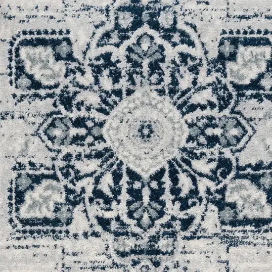 Dark Blue Medallion Power Loom Area Rug Photo 4