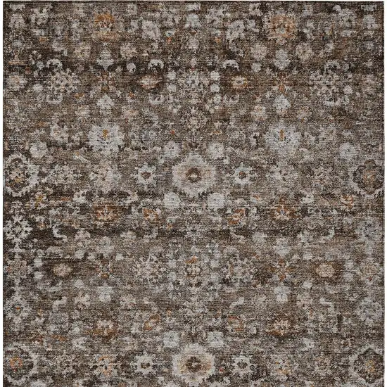 Dark Brown Brown And Taupe Oriental Washable Indoor Outdoor Area Rug Photo 6