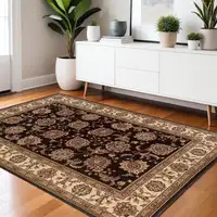 Photo of Dark Brown and Ivory Oriental Area Rug