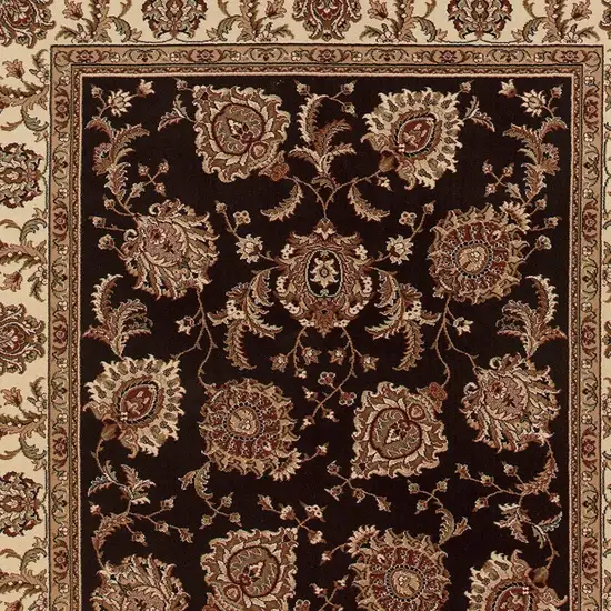 Dark Brown and Ivory Oriental Area Rug Photo 4