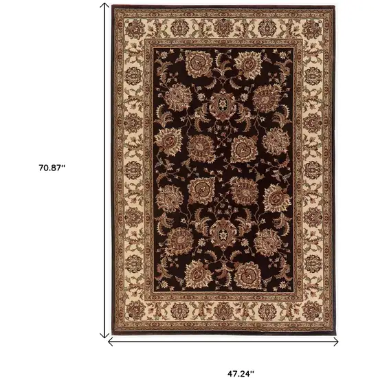 Dark Brown and Ivory Oriental Area Rug Photo 3