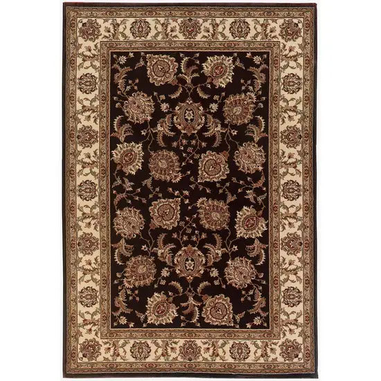 Dark Brown and Ivory Oriental Area Rug Photo 2