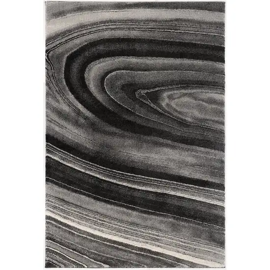 Dark Gray Abstract Illusional Area Rug Photo 2