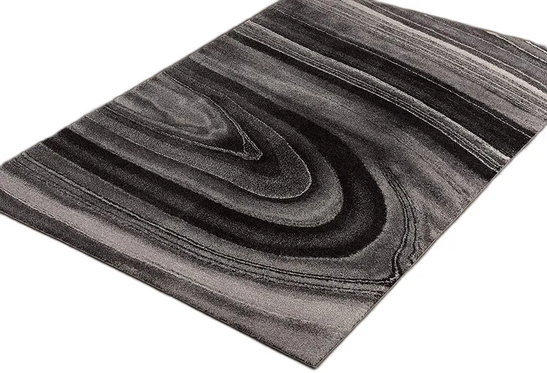 Dark Gray Abstract Illusional Area Rug Photo 4