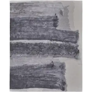 Photo of Dark Gray and Ivory Abstract Hand Tufted Area Rug