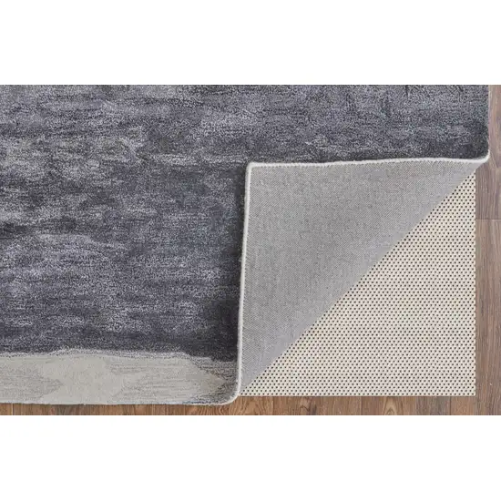 Dark Gray and Ivory Abstract Hand Tufted Area Rug Photo 7