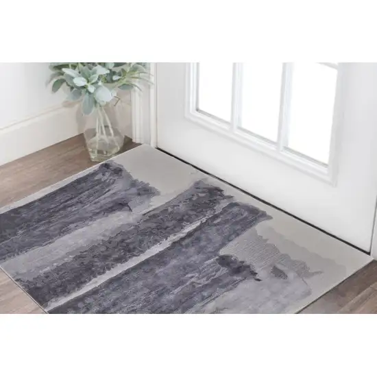 Dark Gray and Ivory Abstract Hand Tufted Area Rug Photo 1