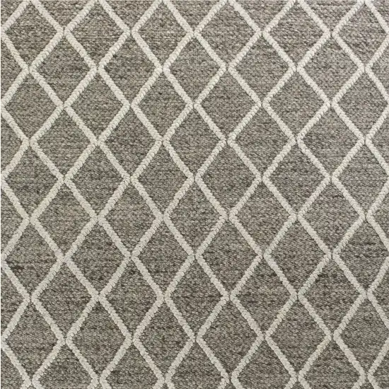 Dark Gray and Ivory Wool Diamond Hand Woven Berber Area Rug Photo 8