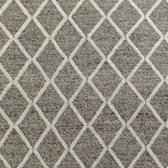 Dark Gray and Ivory Wool Diamond Hand Woven Berber Area Rug Photo 3