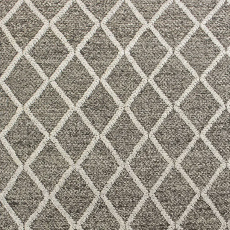 Dark Grey Hand Woven Diamond Pattern Indoor Area Rug Photo 3