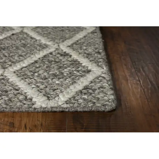 Dark Grey Hand Woven Diamond Pattern Indoor Area Rug Photo 4