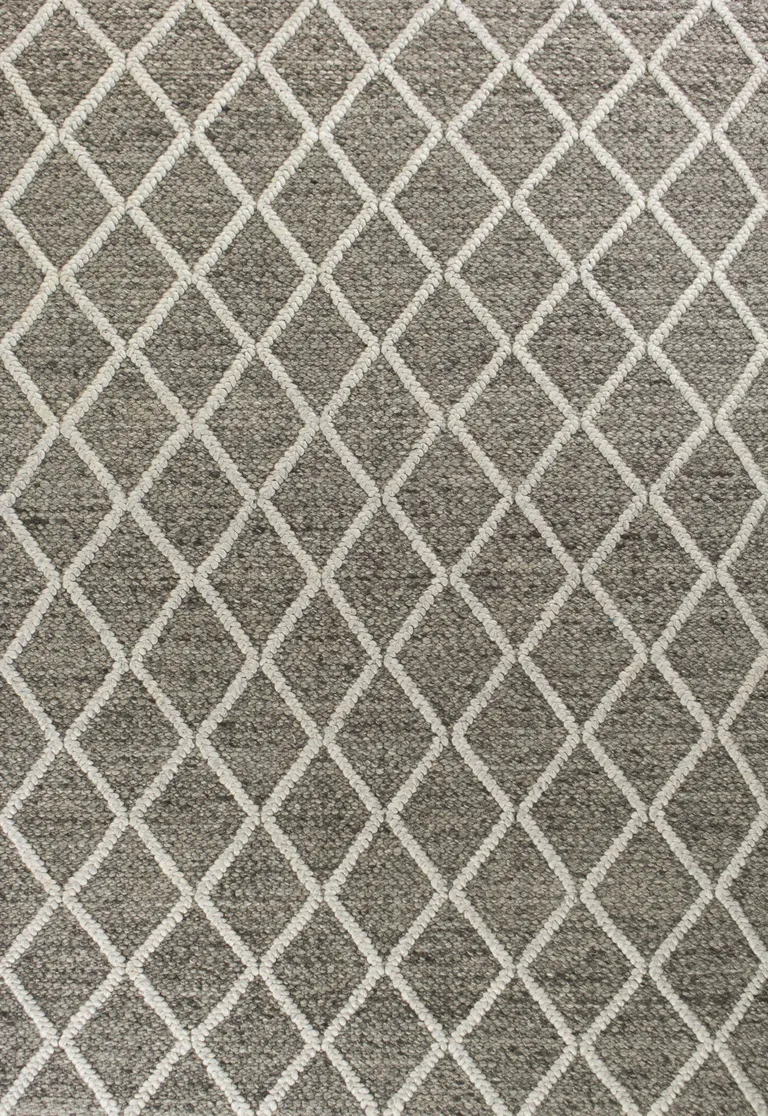 Dark Grey Hand Woven Diamond Pattern Indoor Area Rug Photo 1