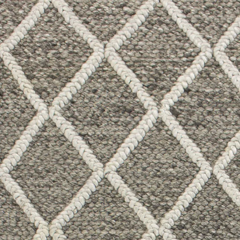 Dark Grey Hand Woven Diamond Pattern Indoor Area Rug Photo 2