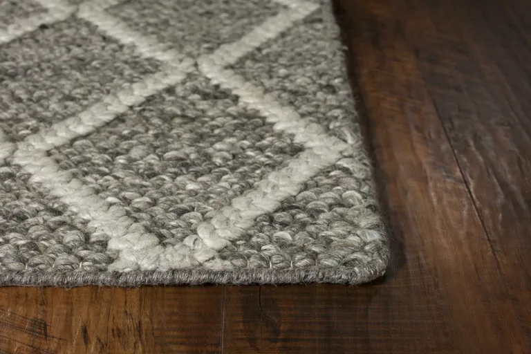 Dark Grey Hand Woven Diamond Pattern Indoor Area Rug Photo 4