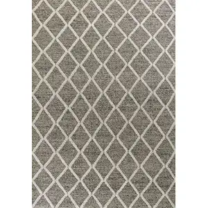 Photo of Dark Grey Hand Woven Diamond Pattern Indoor Area Rug