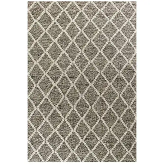 Dark Grey Hand Woven Diamond Pattern Indoor Area Rug Photo 2