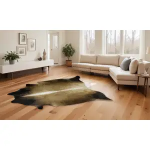 Photo of Dark Tan Genuine Cowhide Hand Knotted Area Rug