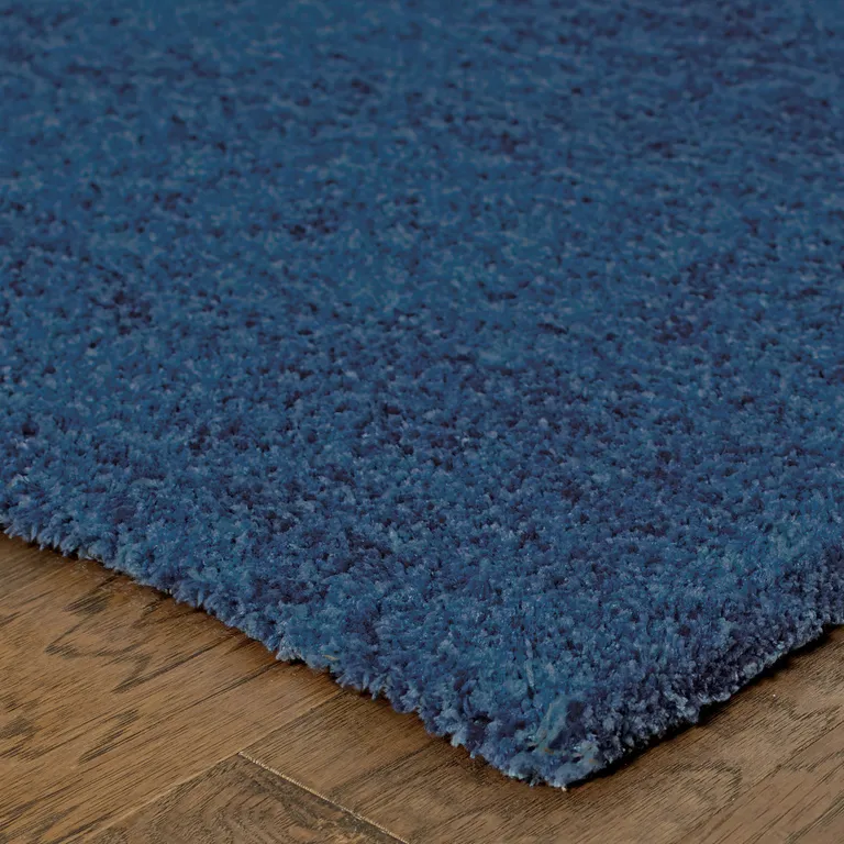 Deep Blue Shag Tufted Handmade Stain Resistant Area Rug Photo 3